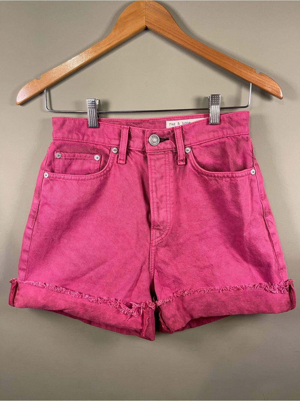 Rag & Bone Maya Pink High-Rise Denim Shorts size 25